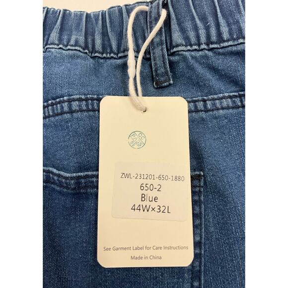 New with Tags Soojun Jeans 44"x32" Men's "Blue" Comfort Stretch Elastic Waist - Picture 8 of 11